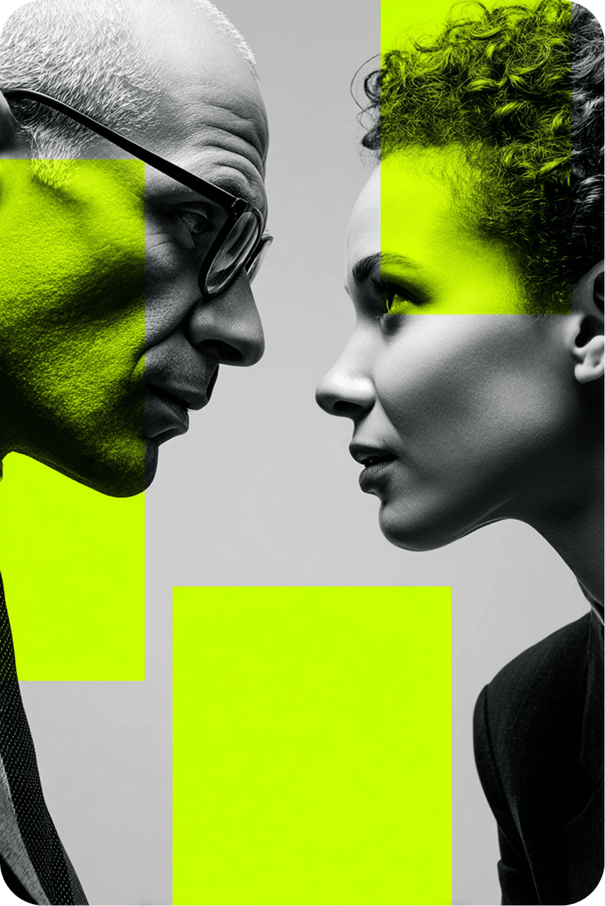 Dwoje ludzi patrzących sobie w oczy